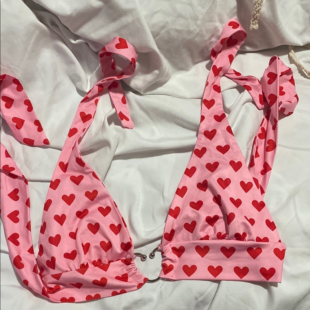 Pink Heart Print Women's Bralette